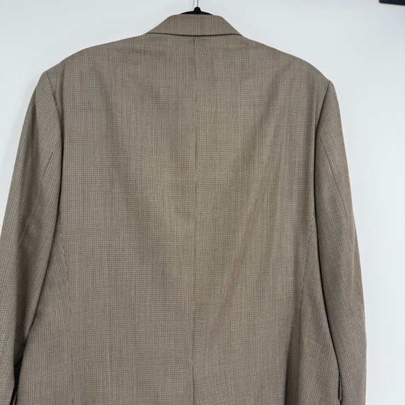 Lauren Ralph Lauren Sport Coat size 42L Jacket Blazer 2 Button tan micro-plaid - Picture 12 of 13